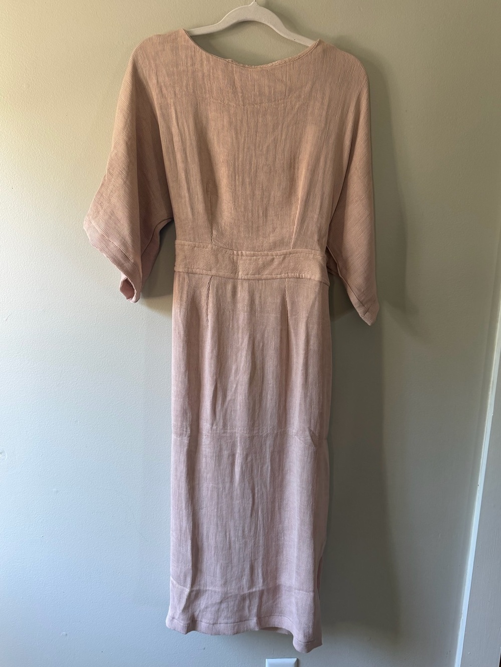 Closet - Blush Pink Linen Style Midi Dress